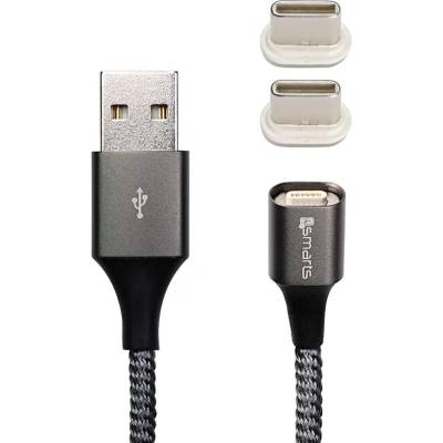 4smarts Magnetic USB Cable GRAVITYCord 2.0 with Two USB-C Connectors - кабел с магнитен накрайник с два USB-C конекторa за устройства с USB-C (100см) (сив)