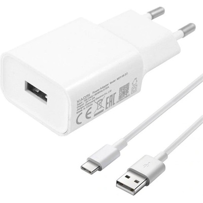 Xiaomi Променливотоково зарядно устройство USB гнездо 10W, бързо зарядно + 100cm кабел Type-C, БЯЛО MDY-08-EO/EI_TYPEC (MDY-08-EO/EI_TYPEC)