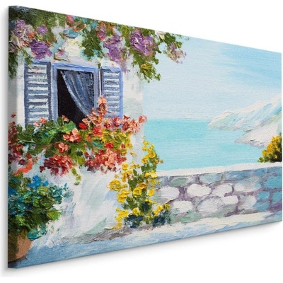 Plátno Moře S Domem A Květinami Varianta: 70x50