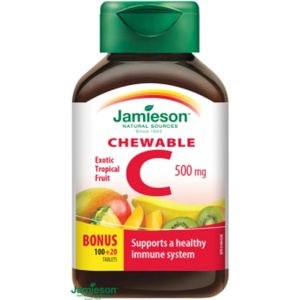 Jamieson Витамин C 500mg таблетки за смучене с вкус на тропически плодове 120 таблетки (IP456)