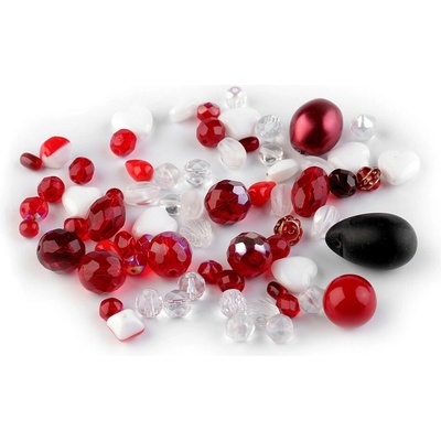 Skleněné korálky ramš broušené ohňovky Balení: 50 g, Varianta: 2 červená