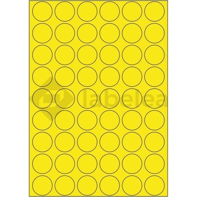 Labelea Samolepiace etikety kruh 30x30 mm farebné papierové, na hárku A4, pre laserovú a atramentovú tlač, Farba etikiet Žltá, Počet hárkov v balení 100 EPY999030PY054S