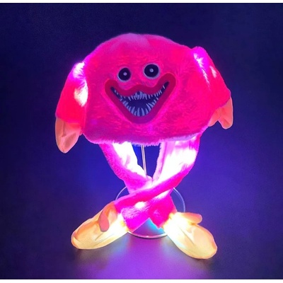 Plyšová LED svítící čepice Huggy Wuggy růžová