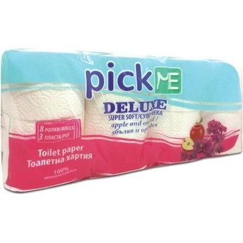 Image 1 of PICK ME ТОАЛЕТНА ХАРТИЯ ЯБЪЛКА И ОРХИДЕЯ pick me 3 ПЛ. 8 БР