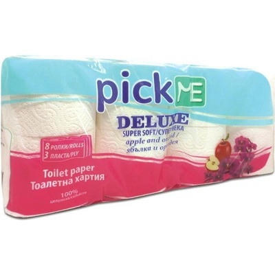 PICK ME ТОАЛЕТНА ХАРТИЯ ЯБЪЛКА И ОРХИДЕЯ pick me 3 ПЛ. 8 БР