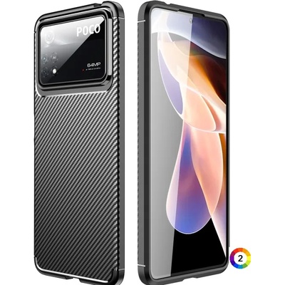 Xiaomi Poco X4 Pro 5G Удароустойчив Carbon Fiber Калъф и Протектор