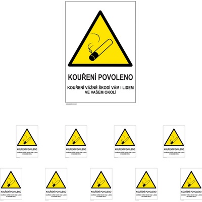 Walteco Fajčenie povolené, Fajčenie vážne škodí 148x210mm, formát A5, samolepka Množstvo: 10 ks , 20088BP2