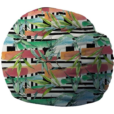 PUFRELAX Барбарон 600л. King Size, Painted Leaves, Перящ се калъф, Пълнеж с микс от мемори пяна и дунапрен, Принт (PUF-M-K-PTM-PLV)