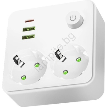 Kobi Разклонител с ключ LINEA 2x230V + 3xUSB A/C SCHUKO бял (KB0606)