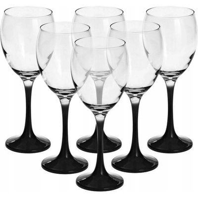 Glasmark Skleničky na bílé víno skleničky na červené víno bezbarvé černé 6 x 300 ml