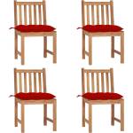 vidaXL Градински столове 4 бр с възглавници тиково дърво масив (3073109)