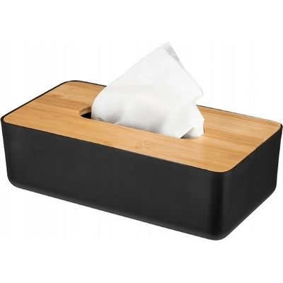 HIT Box na vreckovky s bambusovým vekom 26 x 13 cm čierna