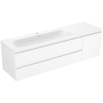 Mexen Rivel шкаф за баня 160 см с мивка Vela лява, 2S, 1D, оребрена, бял мат - 91A23-16047-3-BBFFF01-W23L01 (91A23-16047-3-BBFFF01-W23L01)