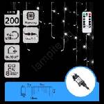 Aigostar - LED външна коледна гирлянда 200xLED/6W/230V/8 режима 3x1m IP44 студено бяло+дистанционно управление (AI2209)