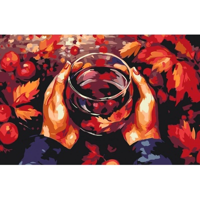 MALUJEŠ Malování podle čísel SVAŘENÉ VÍNO Rozměr 40 x 60 cm Rámování bez rámu a bez vypnutí plátna