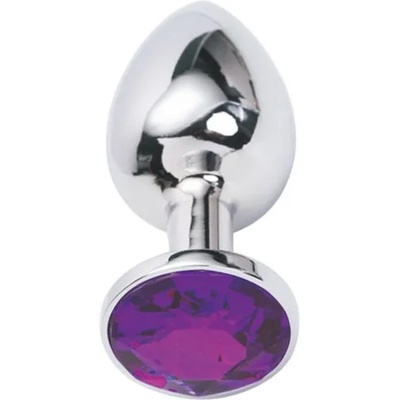 X Fun Метално дилдо Butt Plug "SILVER CRYSTAL PURPLE" 9 см. Размер-L
