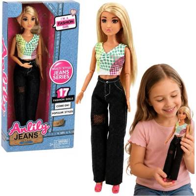Anlily v čiernych džínsoch s farebným topom 30 cm