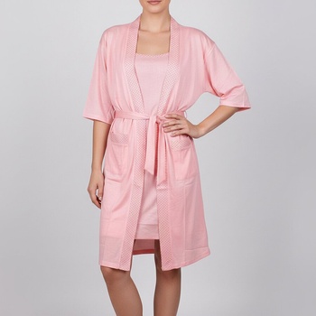 Розов комплект халат и нощница