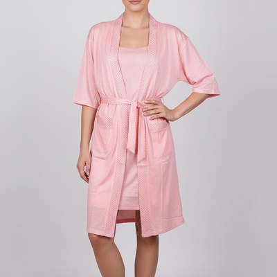 Розов комплект халат и нощница