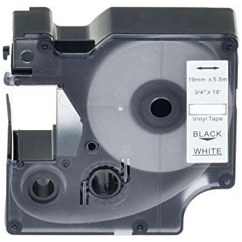 Pro Dymo Съвместима лента с Dymo 18445, 19mm x 5, 5m черен печат / бял фон, винил (18445)
