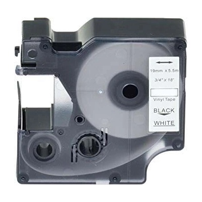 Compatible Съвместима лента с Dymo 18445, 19mm x 5, 5m черен печат / бял фон, винил (18445)