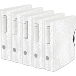 Leitz quality folder 180° Active WOW, pack of 5, A4, wide, rounded spine, 8.2 cm wide, elastic band closure, light polyfoam, plastic folder, WOW series, white, 11060001 - 11060001-5 (11060001-5)