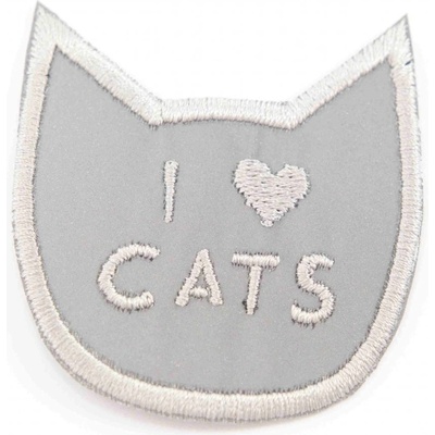 Nažehľovacia záplata - mačka - rozmer 5 cm x 5,5 cm - reflexná