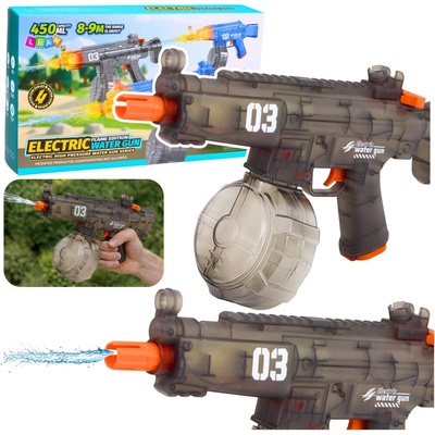 LEAN Toys Elektrická vodná pištoľ automatická 450 ml, dosah 8–9 m