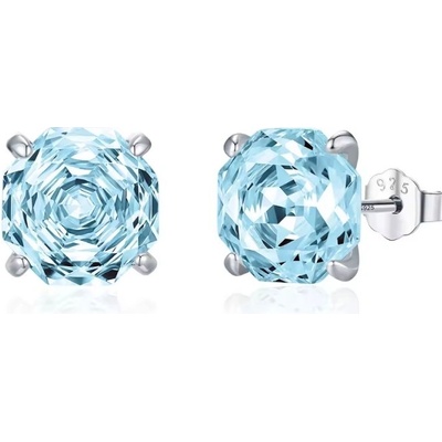 GRACE Silver Jewellery Stříbrné náušnice Ledová růže s modrým krystalem 6/8 mm E-RHE1882/322-8 Modrá 8 mm