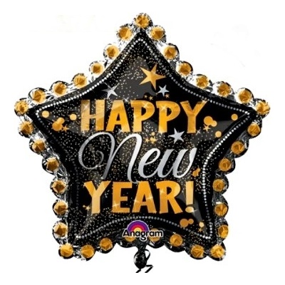 Qualatex USA Fóliový balón Silvestr hvězda 48 cm