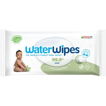 Image 1 of WaterWipes Мокри кърпички Water Wipes, със сапунено орехче, 60 броя