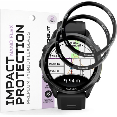 Techsuit Протектор за Garmin Forerunner 970 / 570 47mm - Nano Flex (2 pack) - Techsuit - Черен