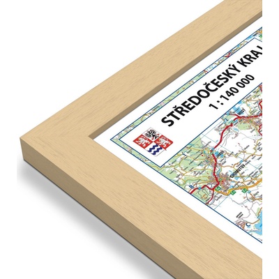 Excart Maps Středočeský kraj - nástěnná mapa 135 x 100 cm Varianta: mapa v dřevěném rámu, Provedení: Pegi přírodní