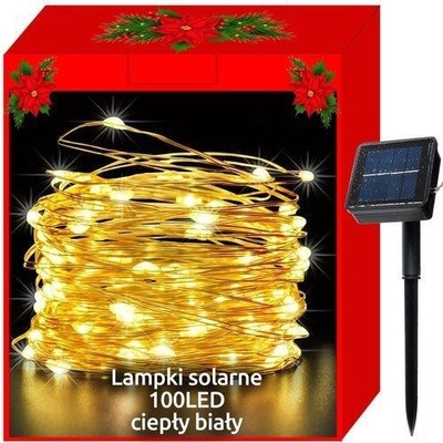Iso Trade Solární vánoční osvětlení 100LED dráty bílé