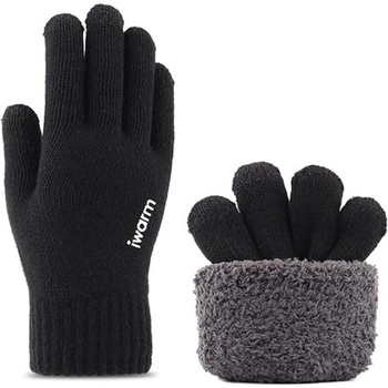 Плетени зимни ръкавици за тъч екрани - Iwarm Winter Braided Touch Gloves with Non-slip Details (23 см) (черен) (ST0018)