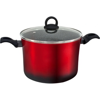 Sapir Дълбока тенджера с капак zephyr zp 4418 t24d, 6.5 литра, 24х16.7 см, Мраморно покритие, Индукция, Червен/черен (1318120089)