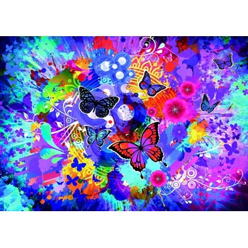 Image 1 of Grafika - Puzzle Colorful flowers and butterflies II - 1 500 piese