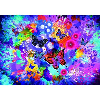 Grafika - Puzzle Colorful flowers and butterflies II - 1 500 piese