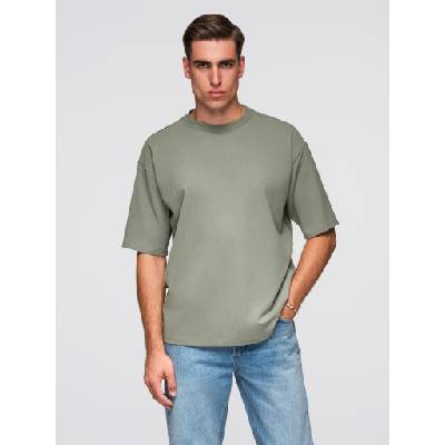 Ombre Clothing Мъжка памучна тениска LOOSE FIT с кръгло деколте - каки Ombre Clothing | Zelen | МЪЖЕ | L