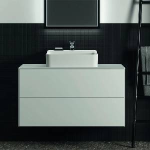 Ideal Standard Atelier Conca матово бял стенен шкаф с 2 чекмеджета и плот с централен изрез 100 см (T3942Y1)