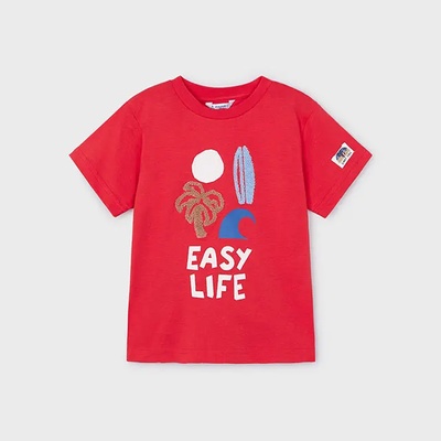 MAYORAL Тениска с къс ръкав бродирани детайли в цвят диня за мини момче Mayoral