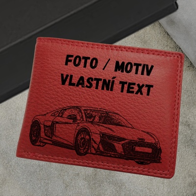 Pánská kožená peněženka SLIM z pravé kůže personalizace textem monogramem nebo vlastním foto