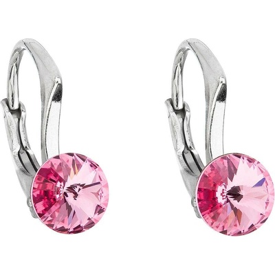 Pavona Stříbrné náušnice visací s krystaly Swarovski růžové kulaté 31230.3