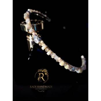 Image 1 of Radi handmade Елегантна диадема с бежави кристали и прозрачни камъни (345)