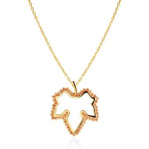 SAVICKI Златно колие 585, оранжеви сапфири 0.35К, 45 см