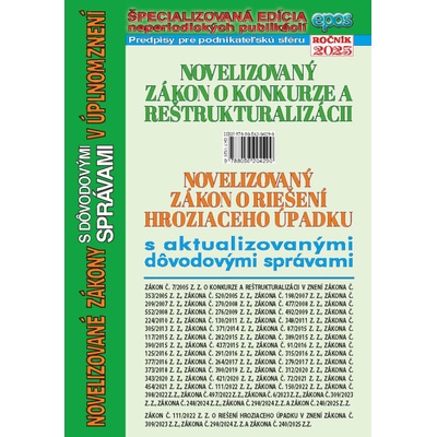 Novelizovaný zákon o konkurze a reštrukturalizácii a novelizovaný zákon o riešení hroziaceho úpadku - Epos