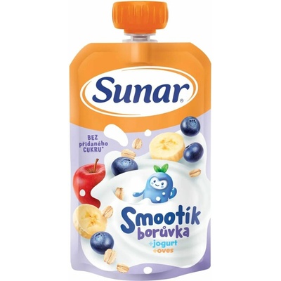 SUNAR Smootík kapsička borůvka, jogurt, ovesné vločky 12m+ 120 g – Zboží Dáma