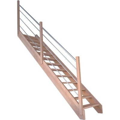 StarWood Schody Mykonos Pro bukové rovné 80cm otevřené dřev. nerez. zábradlí L