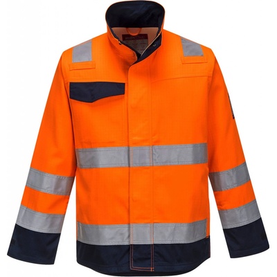 Portwest MV35 MODAFLAME RIS Nehorľavá bunda Fluorescenčno oranžová Námornícka modrá