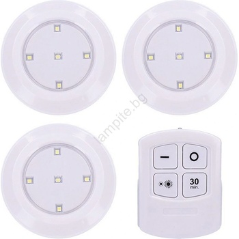 Solight WL906 - комплект от 3 димируеми LED осветителни тела с дистанционно управление, LED/3×AAA (SL0413)